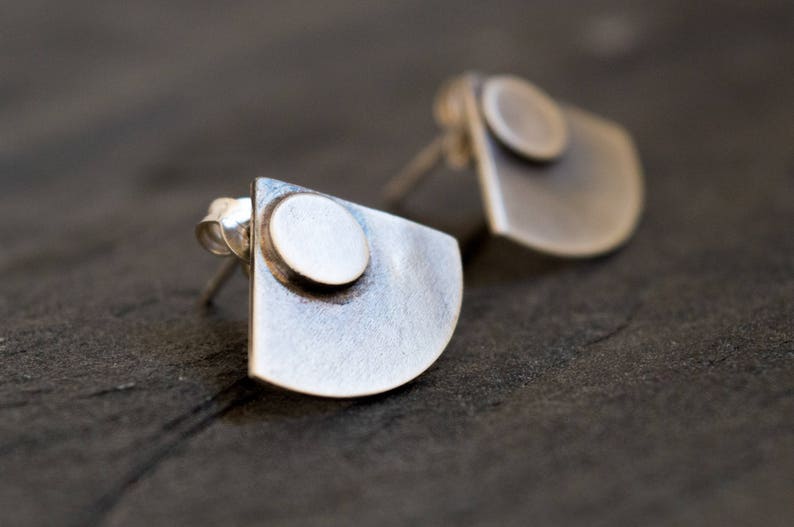 Geometric silver earrings Sterling silver earrings