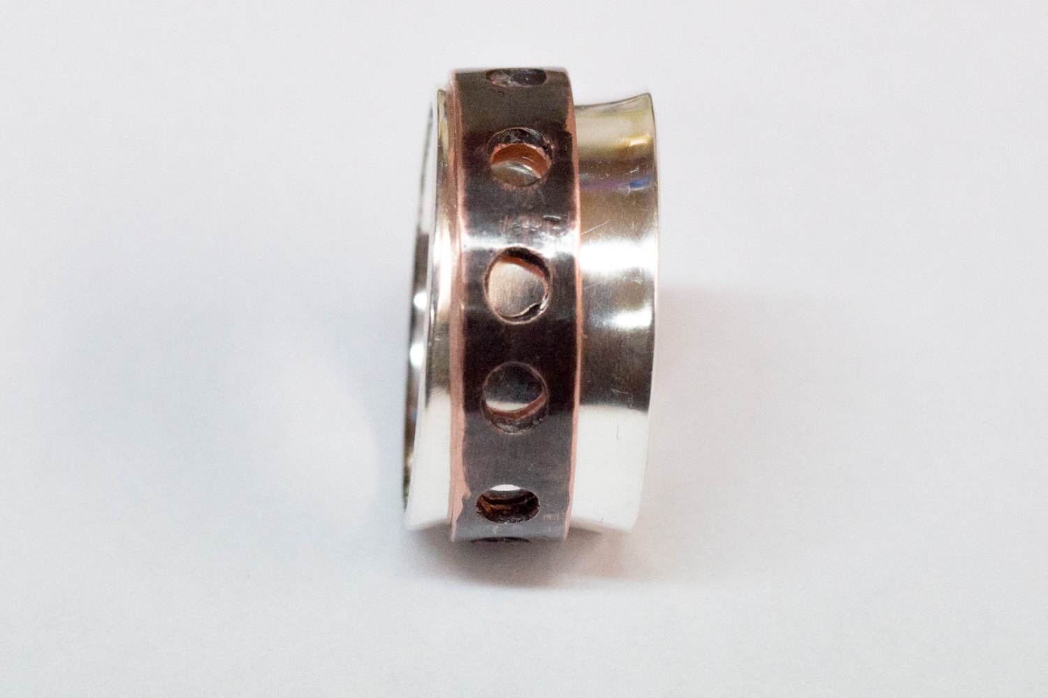 Mens Spinner Ring Sterling Silver and Copper Spinner Ring Etsy