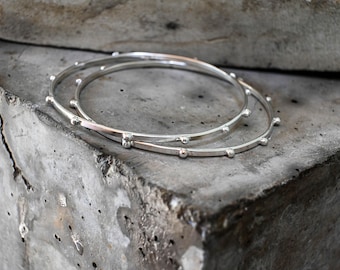 Silver Bangle Bracelet, Handmade Sterling Silver Layering Jewelry