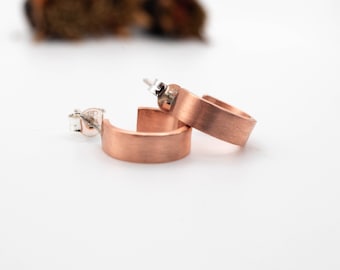 Handmade Copper Hoop Earrings: Copper small Studs, Unisex Hoops