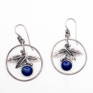 Lapis Lazuli earrings - September birthstone - Blue stone earrings - Boho earrings - Gift for her - Handmade Dangle sterling silver earrings