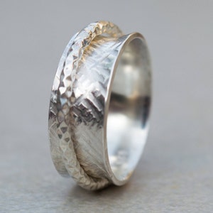Spinner ring - Sterling silver ring - Rotating ring - Sterling silver 925 - Handmade ring - Hammered ring - Silver worry ring - Couples ring