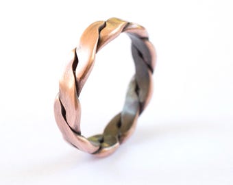 Handmade Twisted Copper Ring - Unisex Band