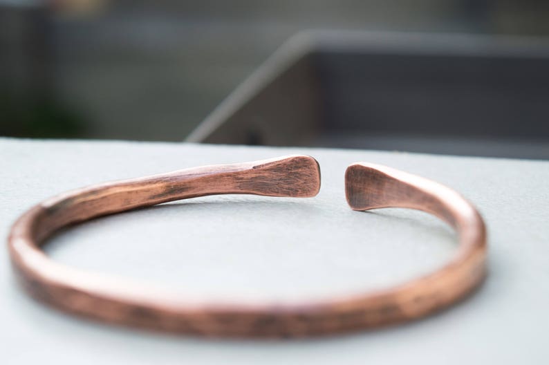 Mens copper bracelet, Cool mens bracelet, Rustic mens bracelet, Chunky copper bracelet, Mens cuff bracelet, Cuff bracelet for men, Handmade image 3