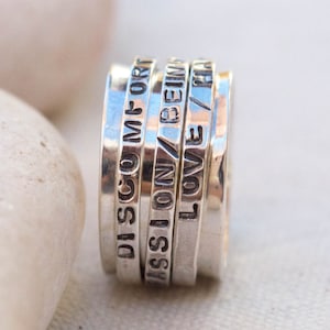 Personalized spinner ring, Sterling silver ring, Spinning ring, Anxiety Jewelry, Silver spinning ring, Silver band ring, Family ring
