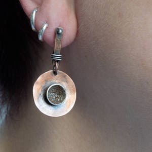 Copper earrings - Mixed metal earrings