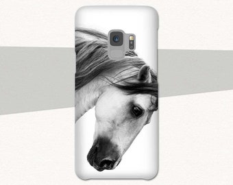 Horse Phone Case for Samsung Galaxy S9 Black and White Equestrian Phone Case Galaxy S9 Plus Gift for Horse Lover Case for Galaxy S8 Plus S7