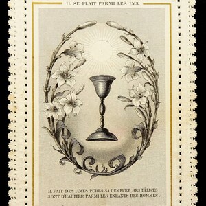Calice de communion lys dentelle antique carte sainte Français Bonamy Canivet