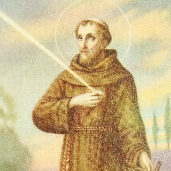 St Francis of Assisi Vintage Holy Card Saint Francois d'Assise Patron of Animals