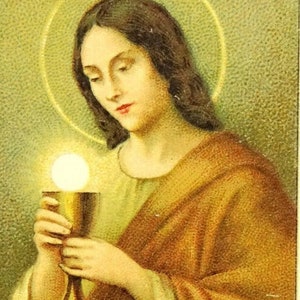St John Saint Jean Communion Chalice 1940s Vintage Holy Prayer Card French