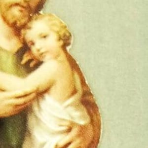 Carte Saint-Joseph fait main, papier parchemin allemand vintage peint à la main