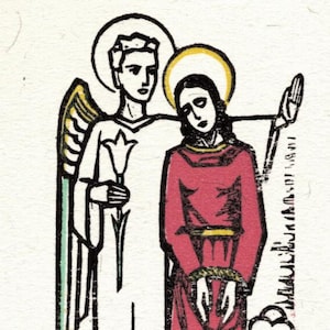Sainte Cécile, Cécile, Cacilia, carte sacrée vintage, art déco allemand