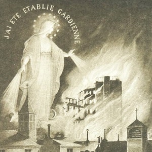 Mary Guardian Paris Fire Gardienne Antique Holy Card Français Indulgences