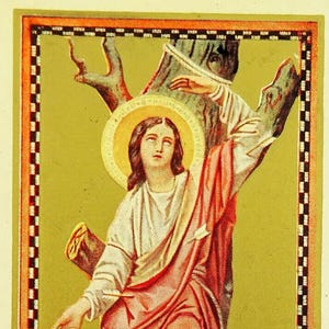 Carte sainte vintage Sainte-Christine de Bolsena, prière allemande Christine de Tyr
