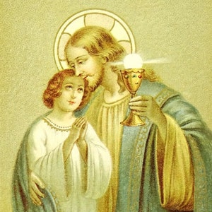 Spanish First Communion Jesus Vintage Holy Prayer Card De Gerval