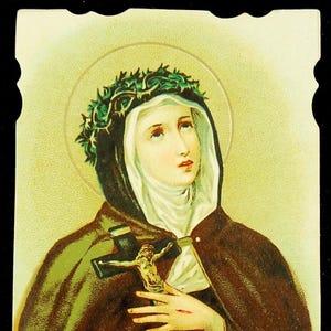 Carte sainte vintage Santa St Veronica Giuliani, dos blanc italien