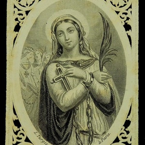 Sainte-Sophie-Sophie Sainte-Sophie Carte Sainte-Marie en dentelle antique, France Turgis Canivet, 19e siècle