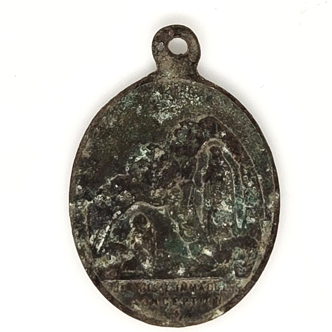 Antique Our Lady of Lourdes Medal Very Worn Old - Etsy