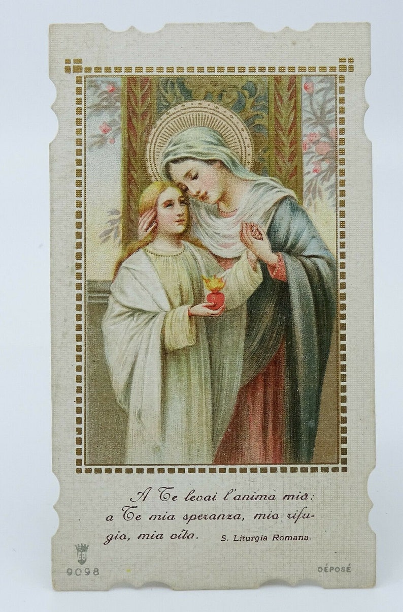 Antique Italian Holy Prayer Card Ossequio a Maria Santissima image 0