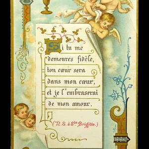 1899 Communion Antique Holy Card French Cherubs Angels St Brigitte Blanchard