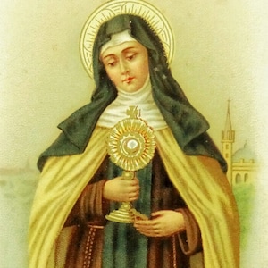 Sainte Claire d'assise Sainte Chiara Heilige Clara Carte de prière sainte allemande antique