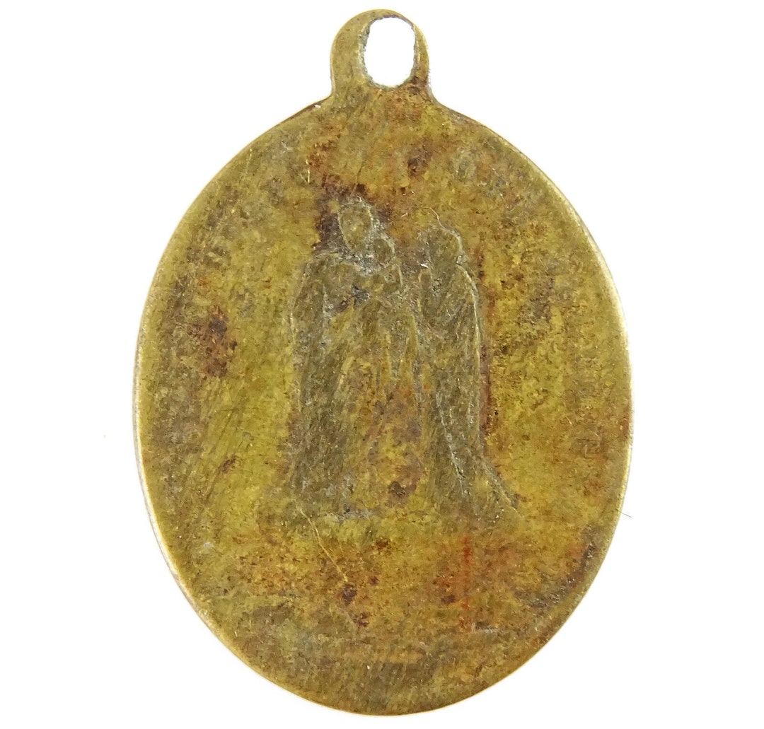 St Giuseppe Saint Joseph Italian Antique Medal W Mary Help of