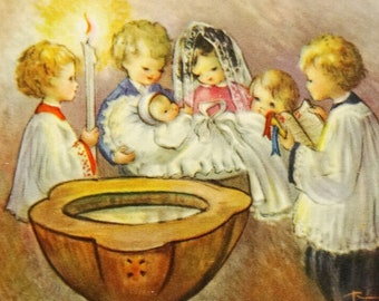 Vintage Spanish Baptism Souvenir Card Booklet 1950s MARIO