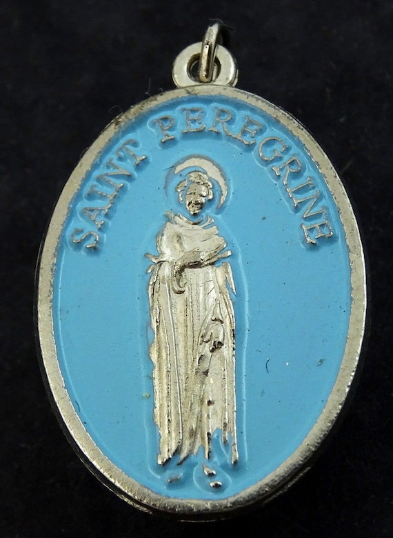 Saint Peregrine and St Anthony Medal Blue Enamel Oval Vintage Etsy