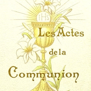 Actes de la Communion フランス ヴィンテージ 聖なる祈りカード Carte Priere