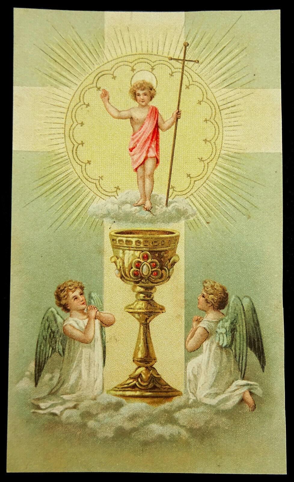 Eucharistie Ciborium engelen Vintage heilige kaart blanco rug katholieke communie