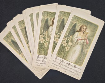 First Communion Angel Vintage NOS French Holy Prayer Cards Lot 10pc France