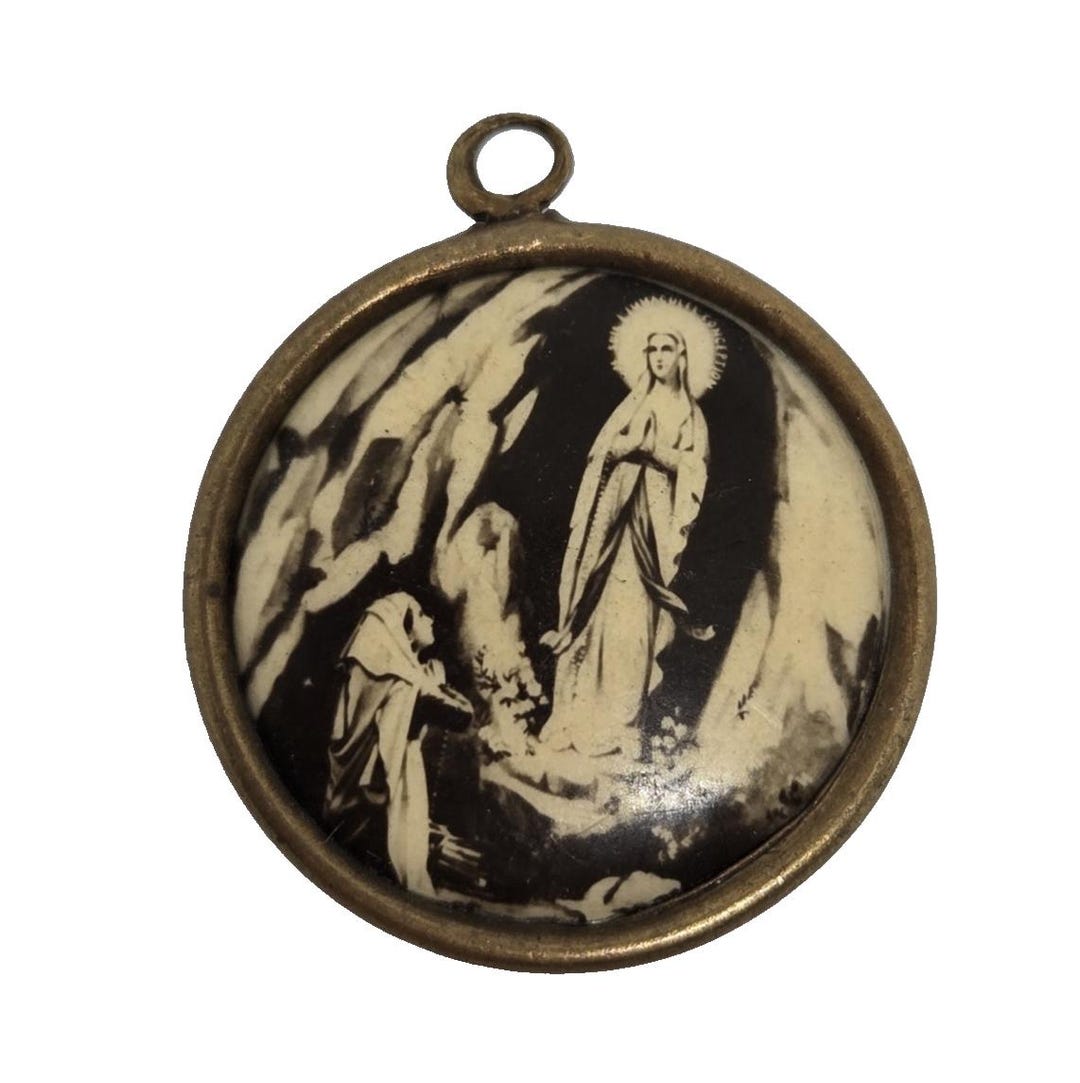 Our Lady of Lourdes Vintage Medal Pendant Notre Dame De Lourdes - Etsy