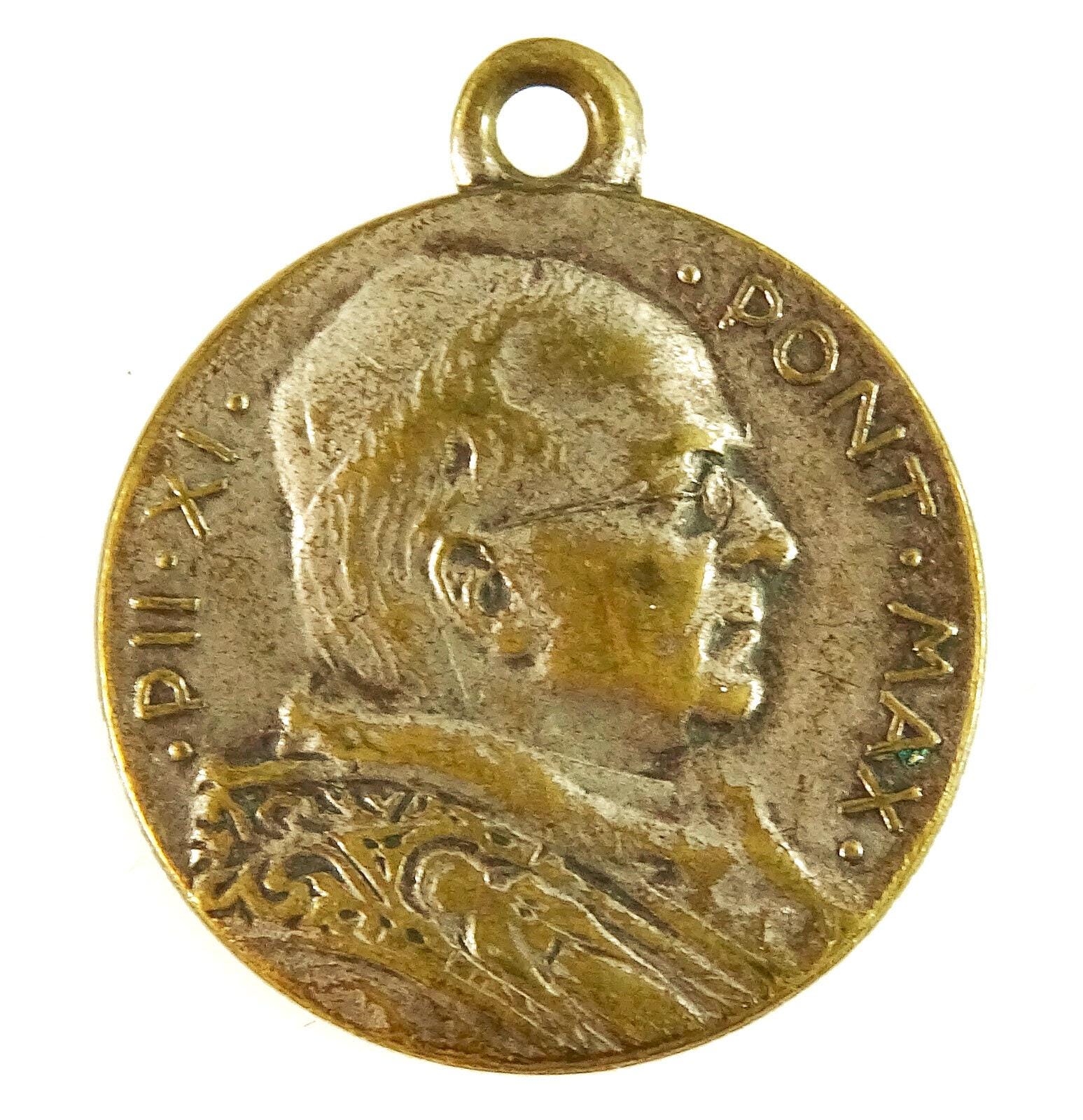 イエスのヴィンテージメダルペンダント 教皇ピウス11世 1920年代 30