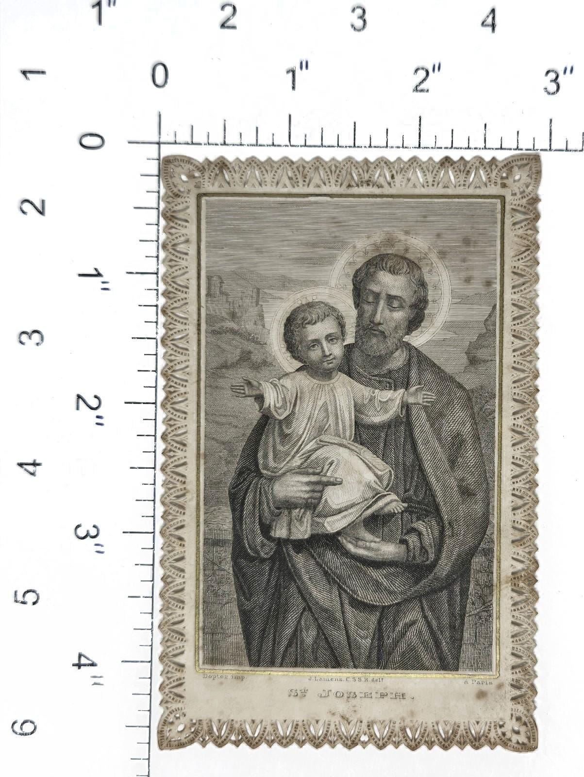 St Joseph and Child Jesus Antique Lace Holy Card Dopter 19th French - Etsy