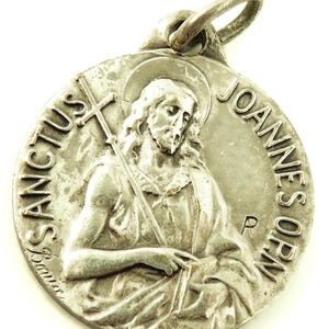 St John Medal Vintage Pendant Sanctus Joannes Saint Jean Bouix Engraver