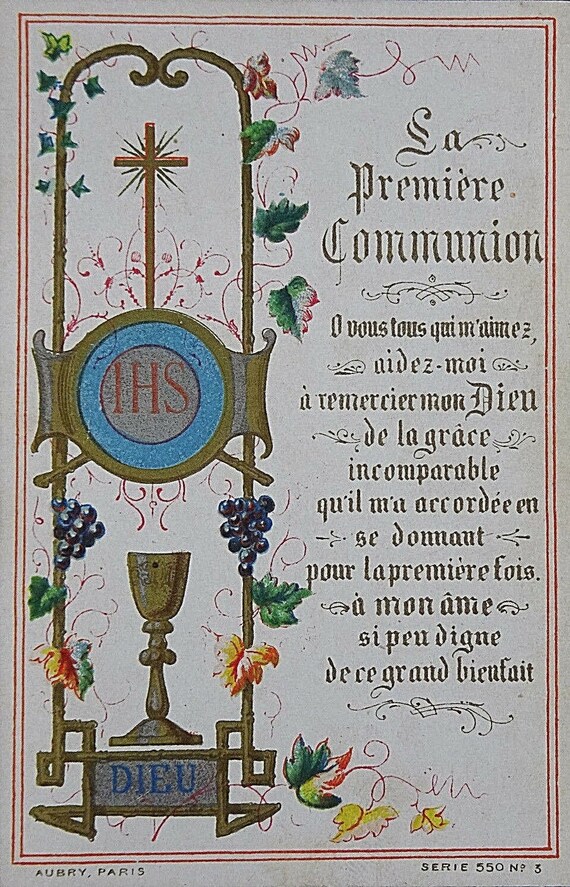 Antique Holy Prayer Card French First Communion Eucharist 12 Etsy Singapore