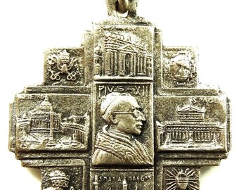 イエスのヴィンテージメダルペンダント 教皇ピウス11世 1920年代 30