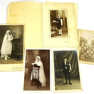 Lot von antiken Fotografien Mädchen Junge Erstkommunion Katholische Europa Fotos