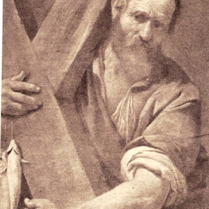 Saint André Saint André vintage des années 1930 Holy Card Simone Cantarini oeuvre d'art
