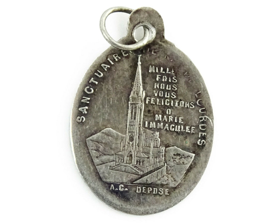 Our Lady of Lourdes Notre Dame Vintage Sterling Silver Medal - Etsy