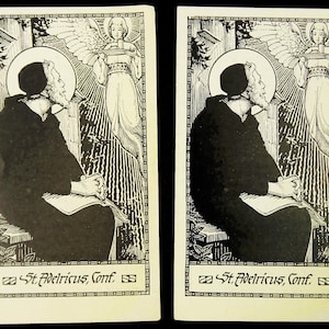St Adelricus Adalrich von Schwaben vintage Holy Card Allemand Lot de 2