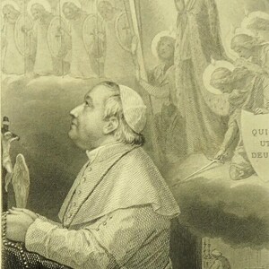 Pape Pie IX Prière pour l'église Antique dentelle carte sainte Français Canivet Letaille
