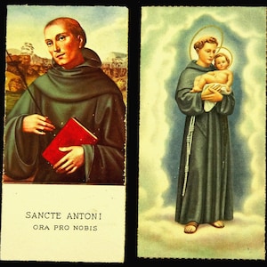 Saint-Antoine Holy Cards, petits marque-pages italiens vintage Antonio Di Padova