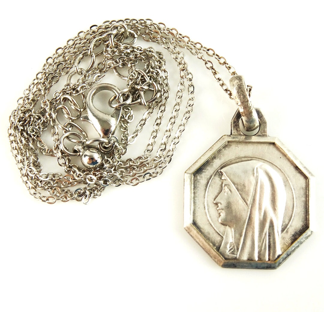 Our Lady of Lourdes Virgin Mary Vintage Medal on Chain - Etsy