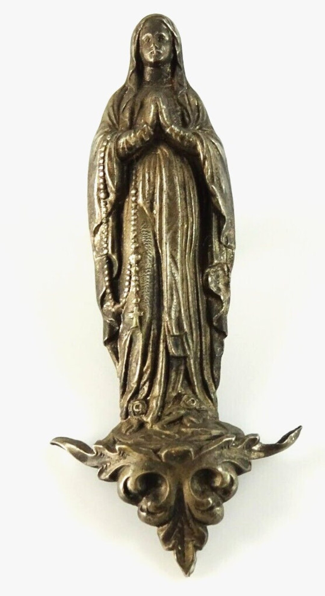 Antique Virgin Mary Hollow Statuette Flatback With Screw Etsy