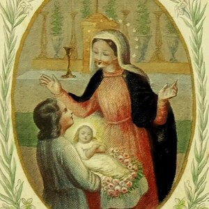 Carte Sainte Communion Enfant de Marie Enfant de Marie en dentelle antique, Français Canivet