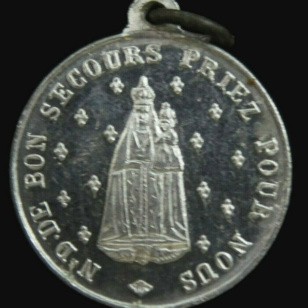 Notre Dame de Bonsecours Vintage French Catholic Medal Guingamp Pilgrimage