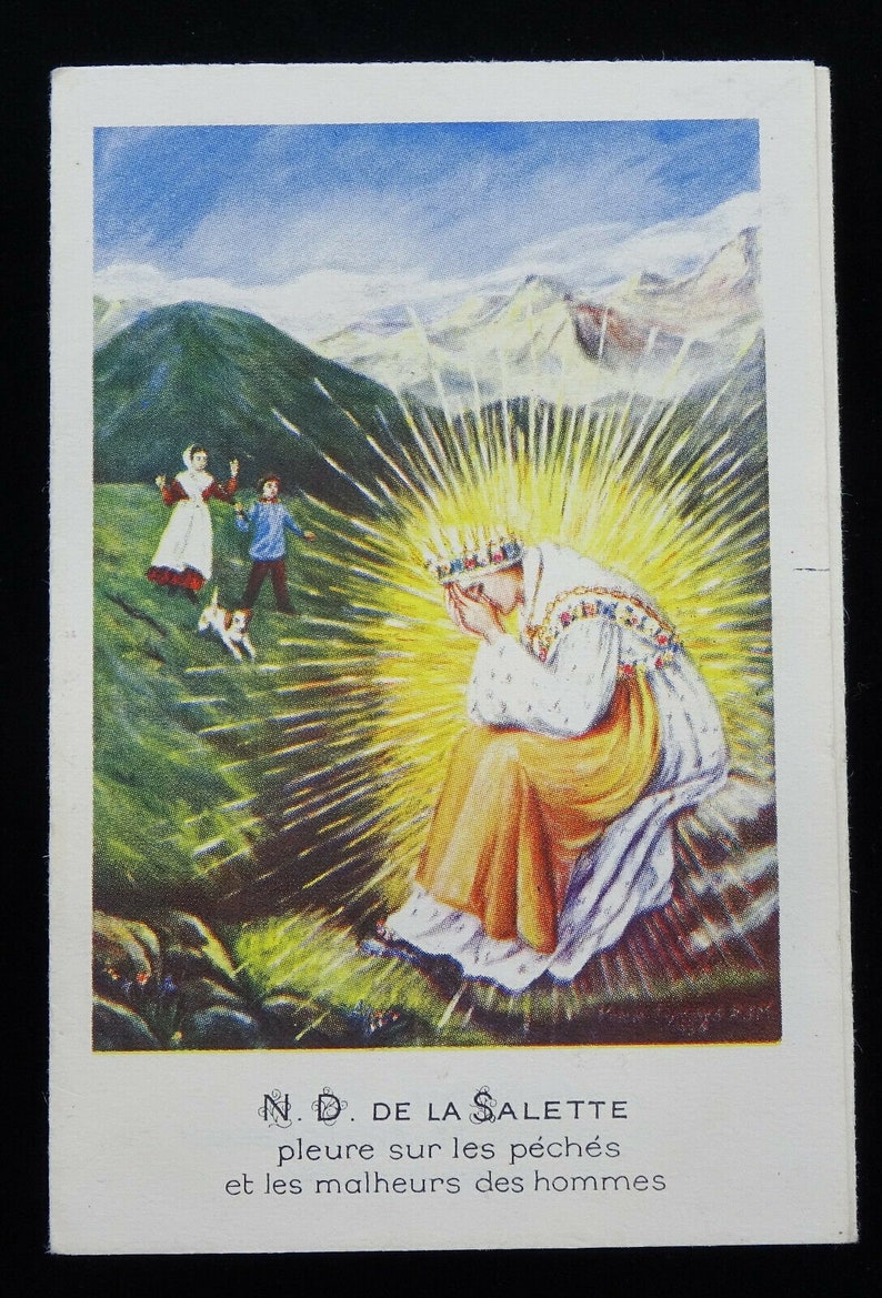 Vintage 1950s Notre Dame Our Lady La Salette French Holy image 0