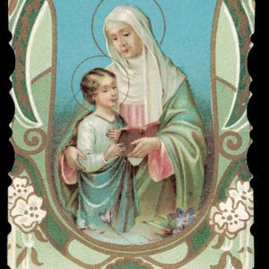 St Ann Anna Anne vintage des années 1920 Sainte carte prière allemande