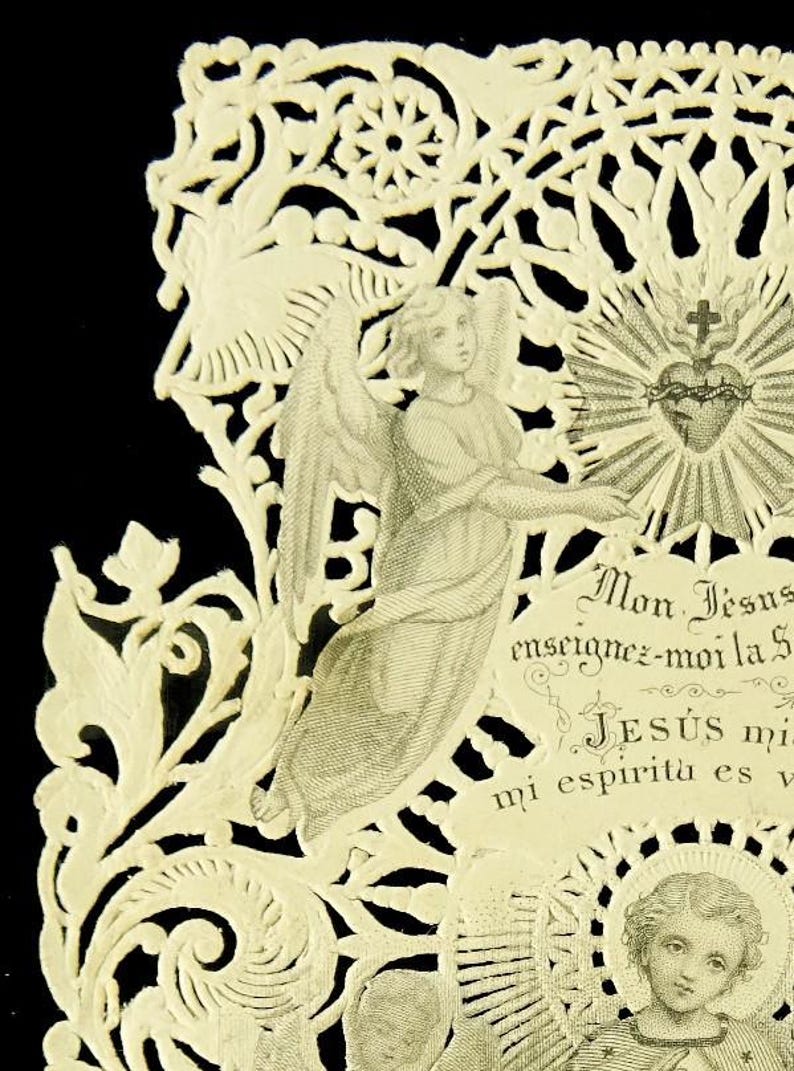 Jesus With Angels Antique Lace Holy Card Canivet Turgis 19thc - Etsy